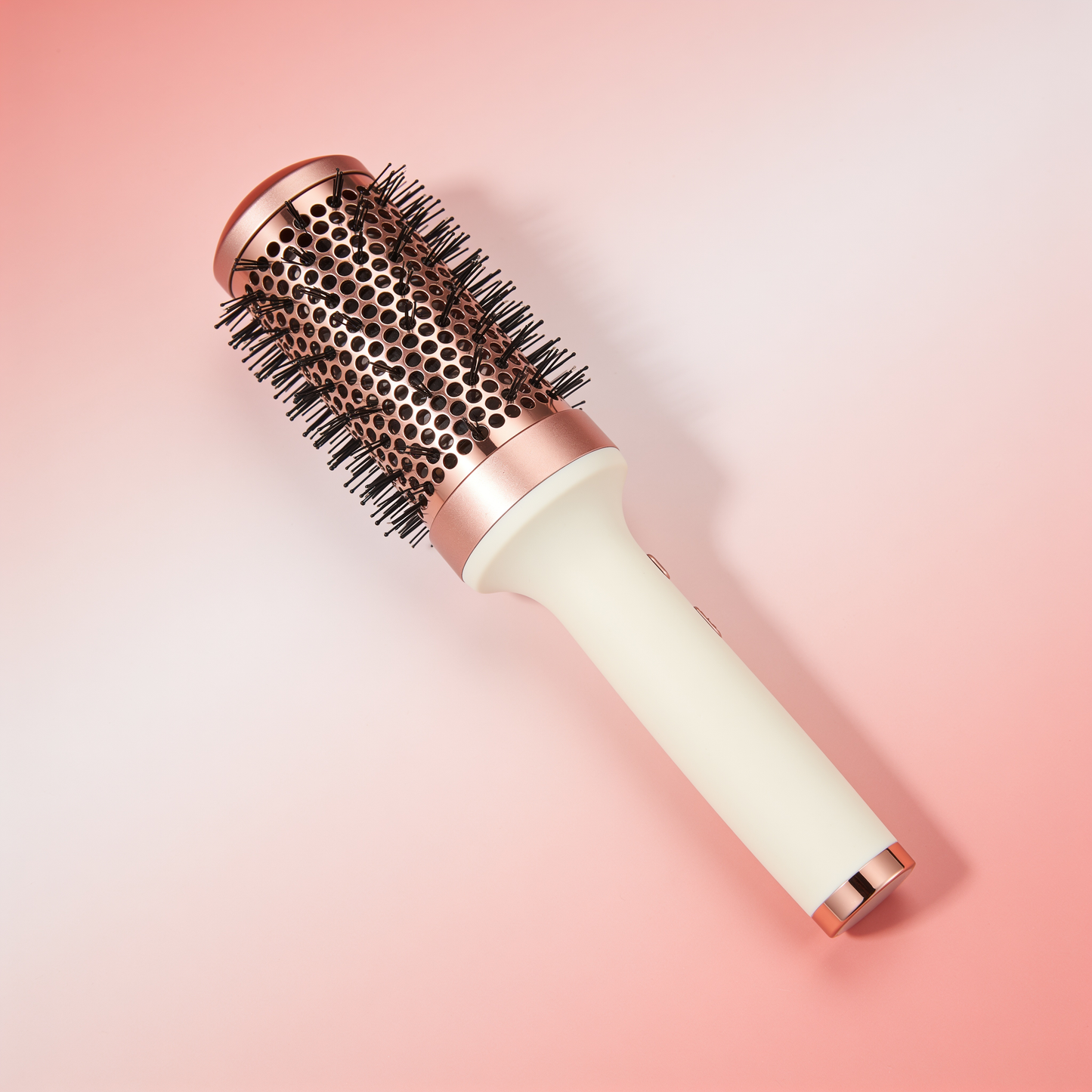 Round Barrel Hair Brush in Rose Gold and Cream with Vented Barrel