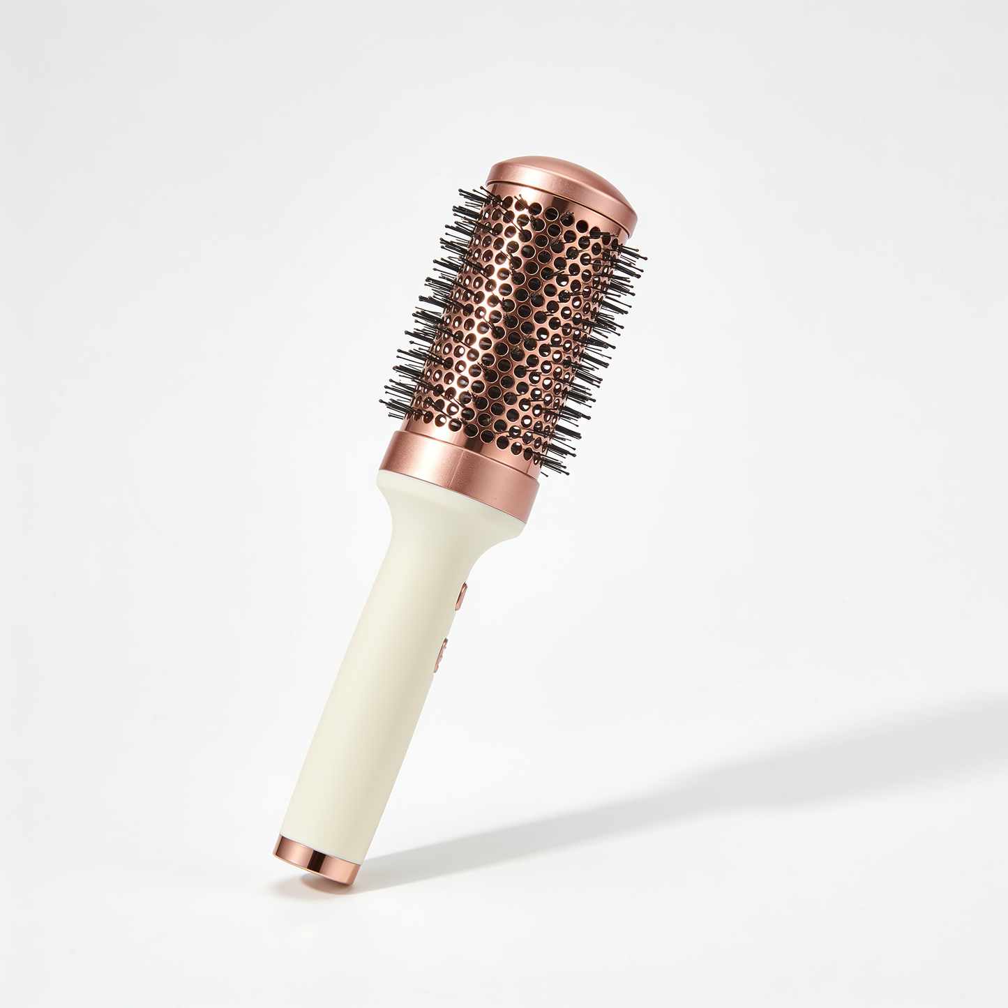Round Barrel Hair Brush in Rose Gold and Cream with Vented Barrel