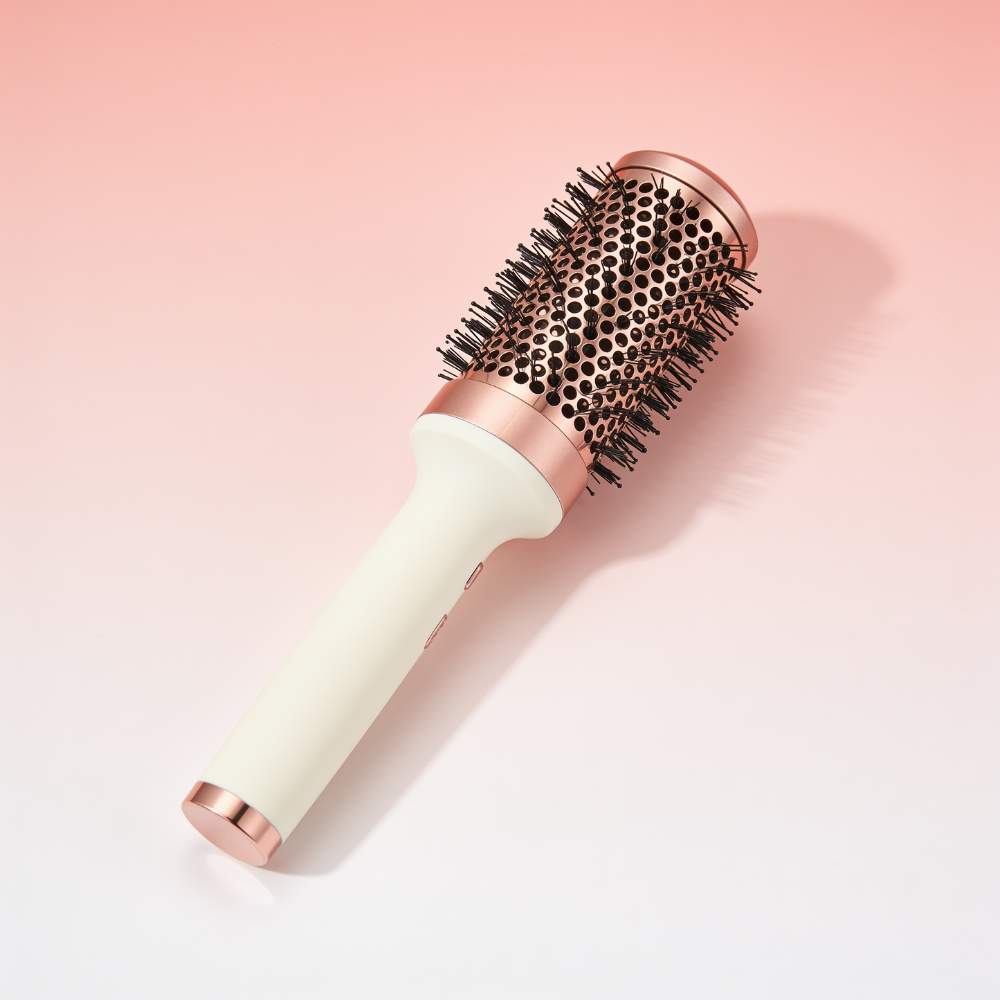 Round Barrel Hair Brush in Rose Gold and Cream with Vented Barrel