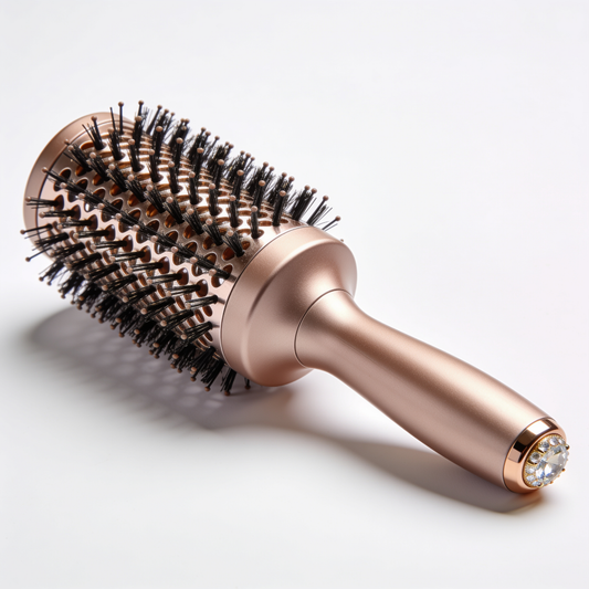 Round Barrel Brush in Rose Gold with Crystal-Set Handle and Vented Barrel